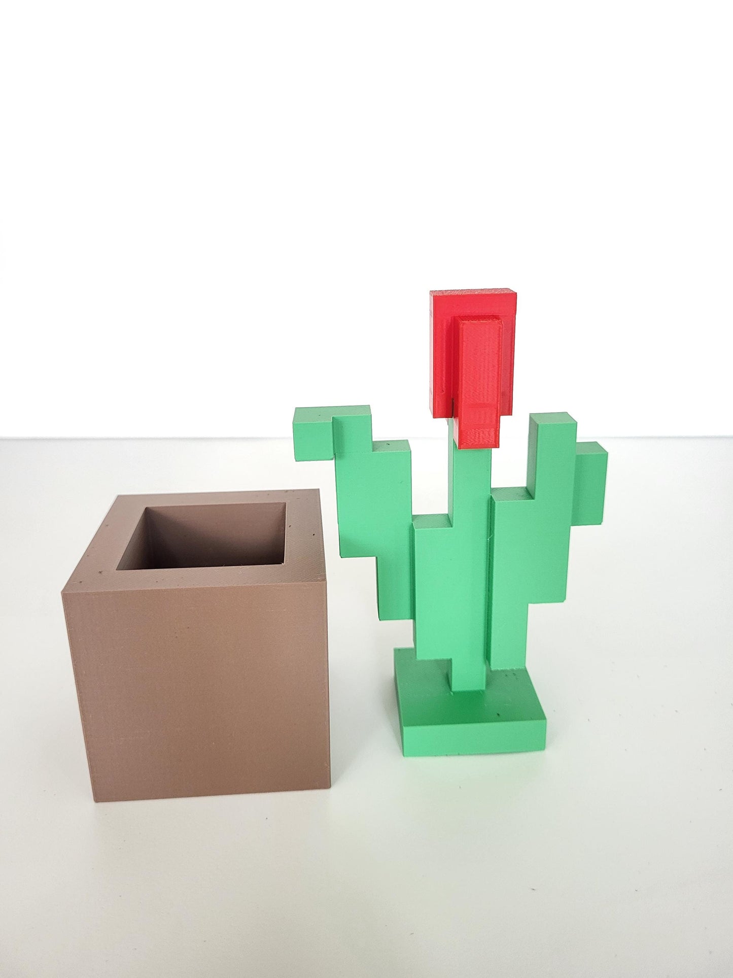 Gaming Inspired Pixelated Tulip with Pot, Gaming Style Flower, Desk Accessory, Room Decor, Gift for Gamers, 3d printed, Multiple Colors