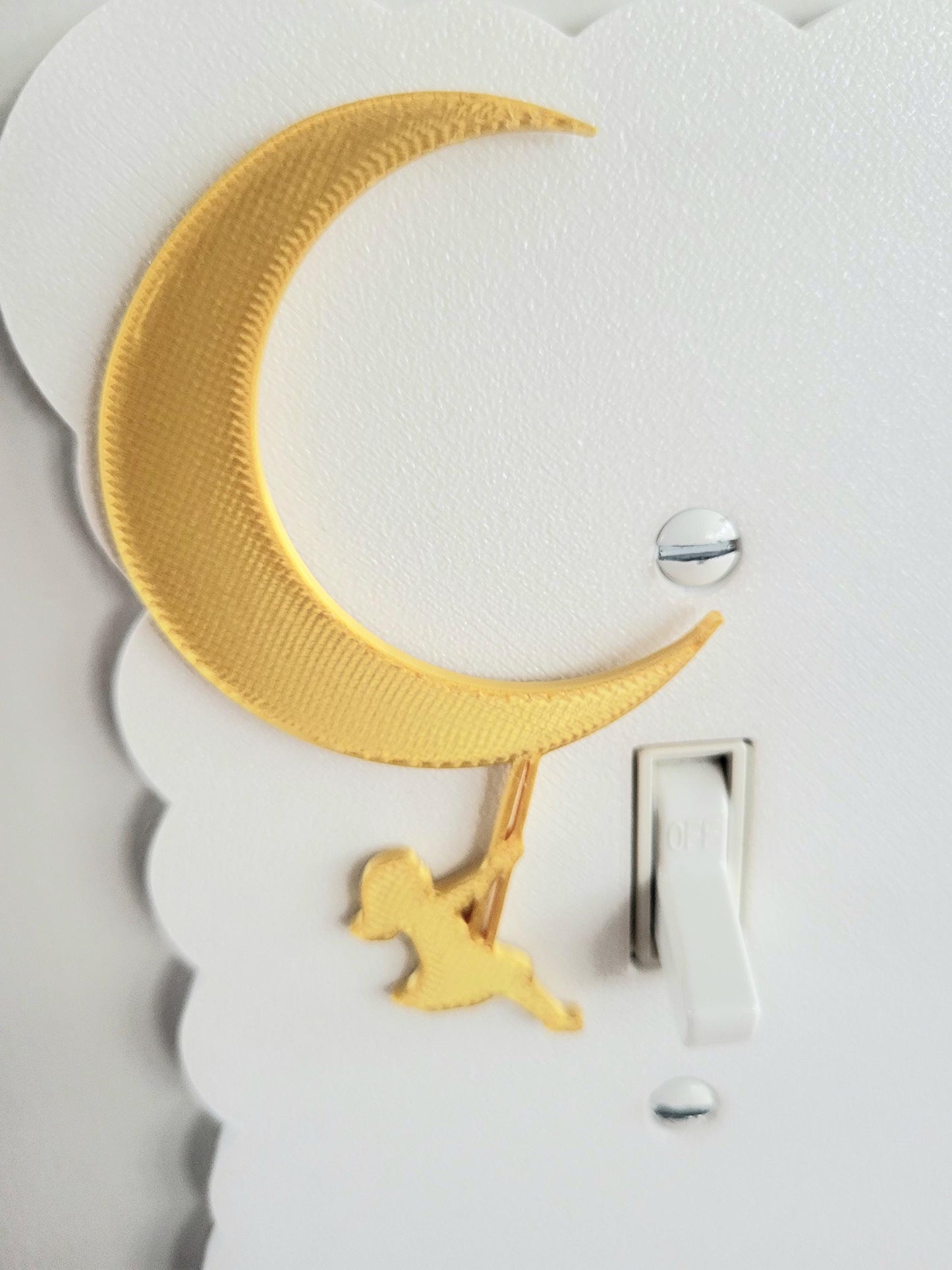 Moon and Girl on the Swing Light Switch Cover, Cloudy Wall Plate For Nursery, Wavy toggle switch, Unique Switch For Kids, Baby Shower Gift,