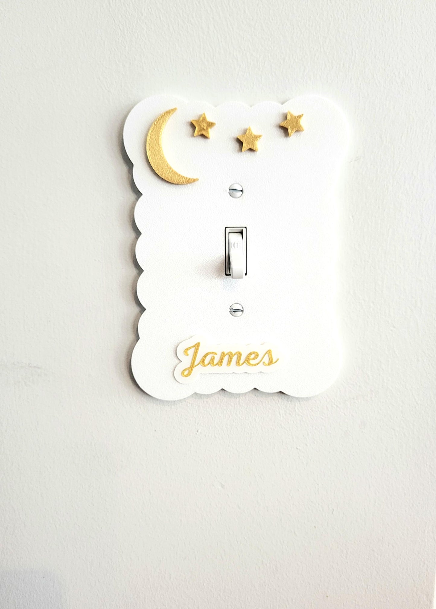 Moon and Stars Light Switch Cover, Cloudy Wall Plate For Nursery, Wavy Scalloped Switch Cover, Unique Switch For Kids Room, Personalized