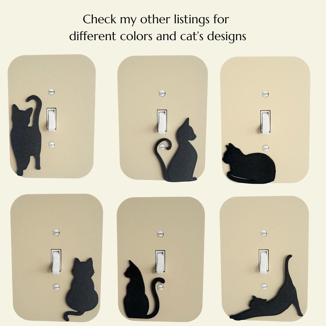 Light Switch Cover With A Resting Cat Wall Plate Cover, Mid Century Modern, Unique Switch Plate Design, Home Decor, Kitten Light Switch