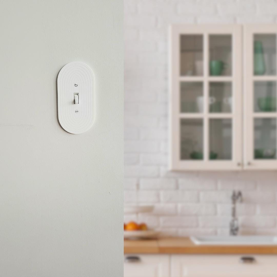 Oval Light Switch Cover With Delicate Stripes, Wall Plate Cover, Mid Century Modern, Unique Switch Plate Design, Decorative Wall Plate,