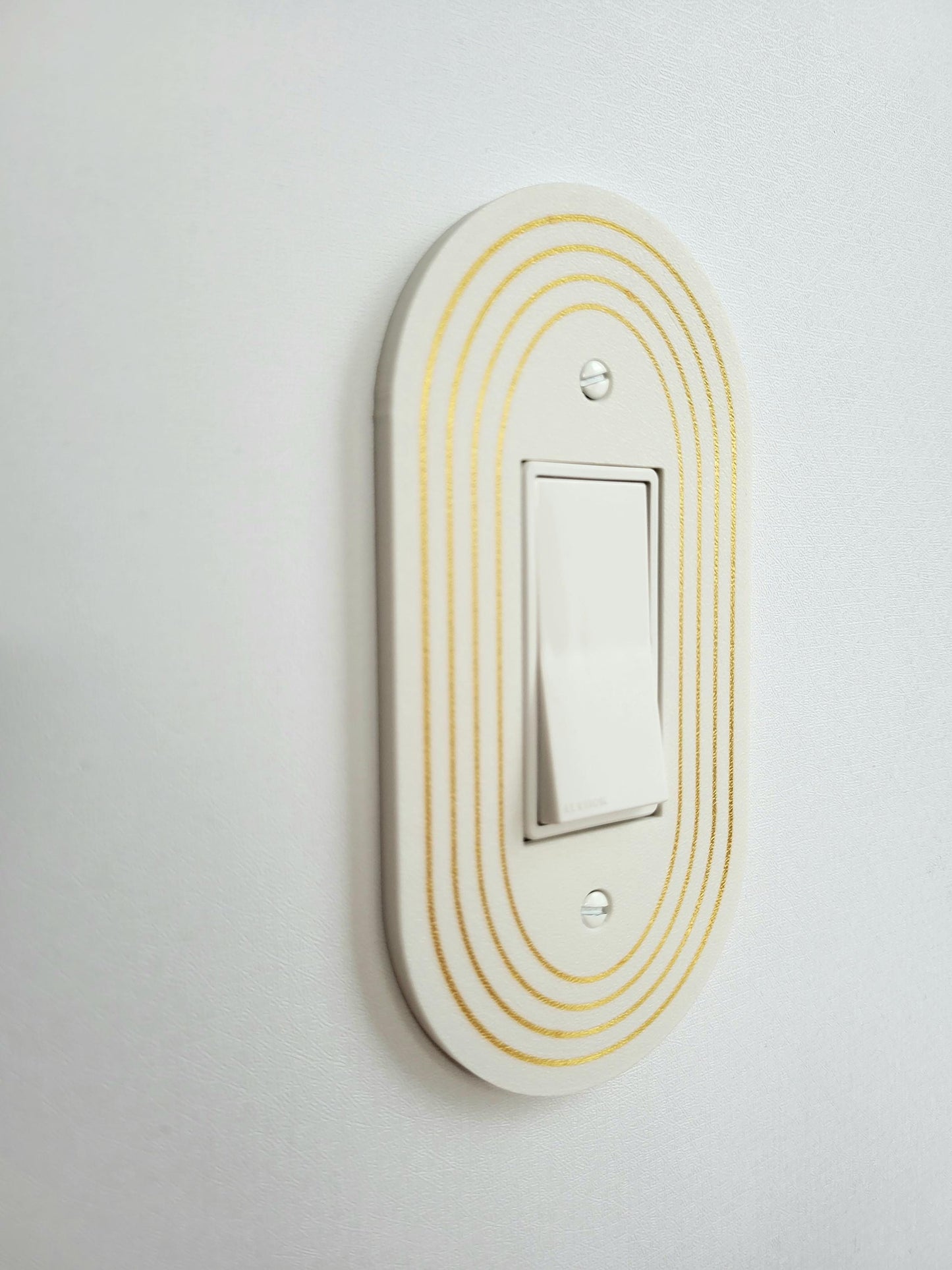 Oval Light Switch Cover With Delicate Color Stripes, Customizable Colors, Wall Plate Cover, Mid Century Modern, Unique Switch Plate Design,