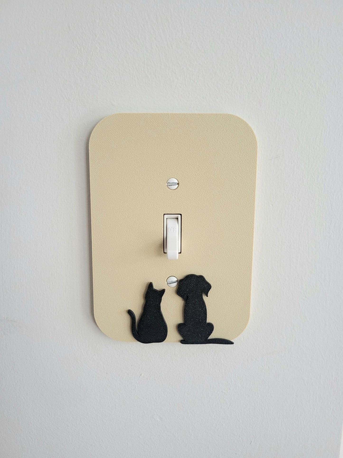 Dog and Cat Together Light Switch Cover – Cute Pet Wall Plate for Animal Lovers, Unique Switch Plate Design, Home Decor, Kitten Dog Light Switch