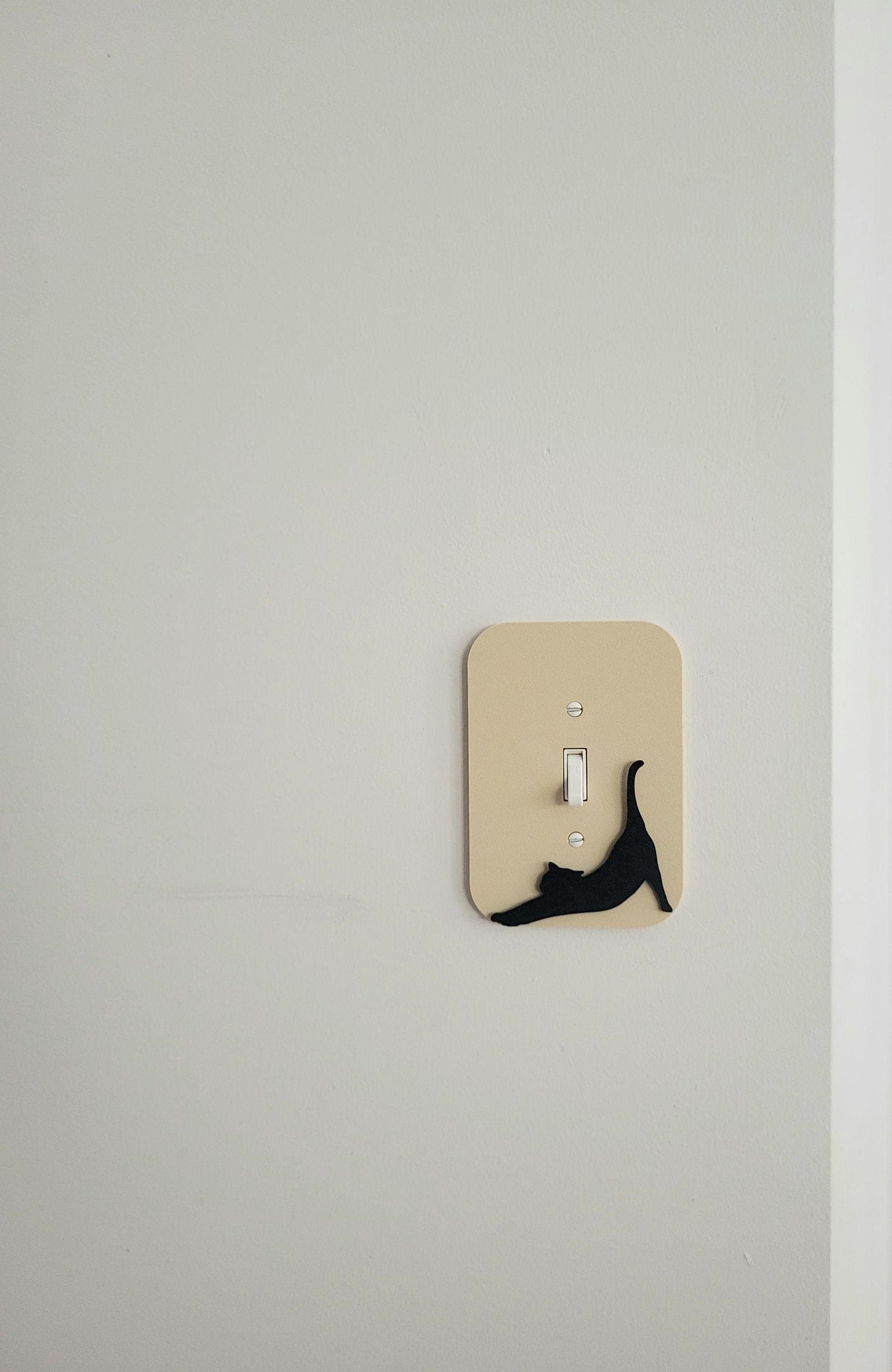 Light Switch Cover With Streching Cat Accent, Wall Plate Cover, Mid Century Modern, Unique Switch Plate Design, Home Decor, Kitten Light Switch