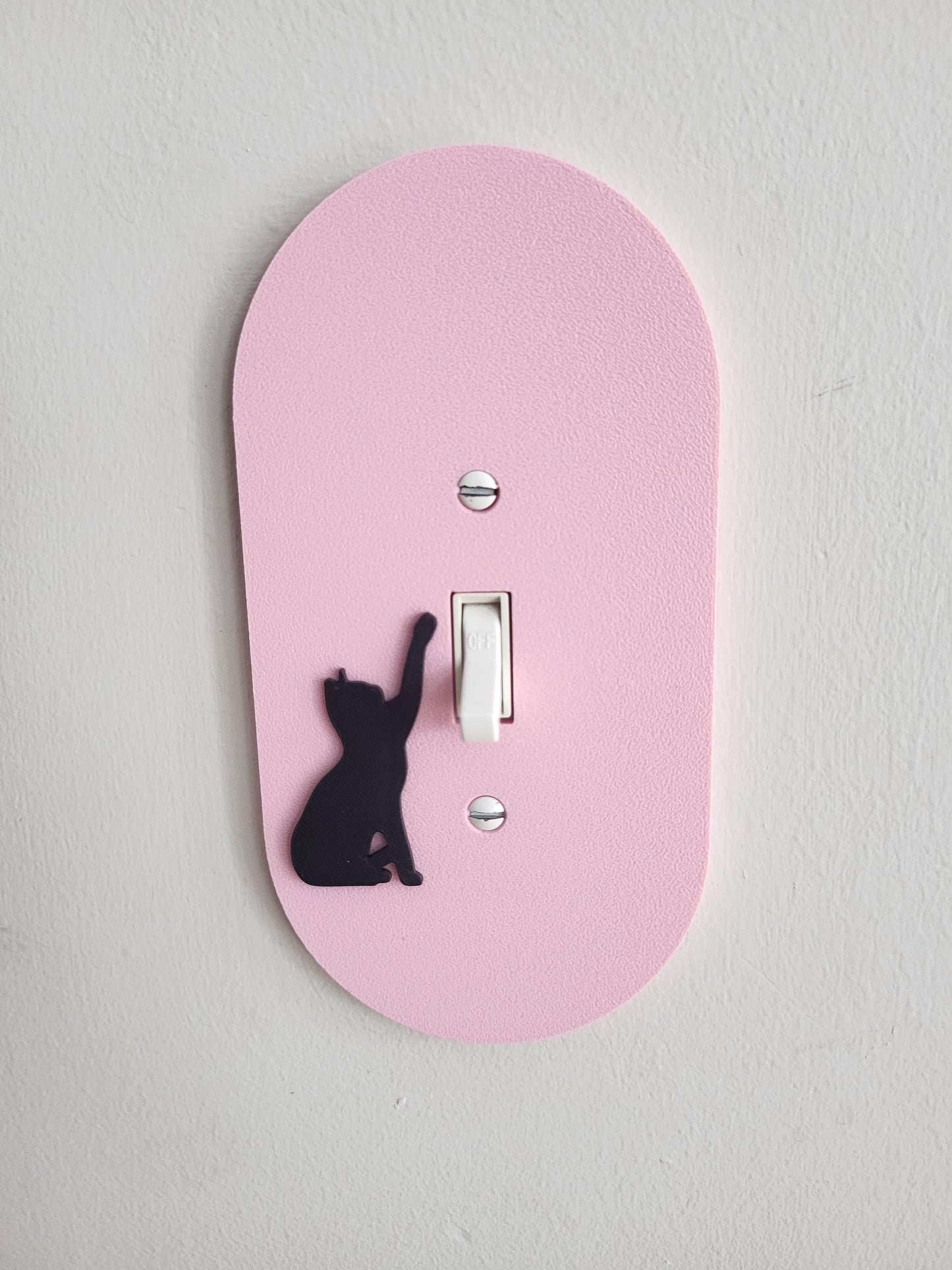 Oval Light Switch Cover With Cat Switching Off The Light , Wall Plate Cover, Mid Century Modern, Unique Switch Plate Design, Home Decor, Kitten Light Switch
