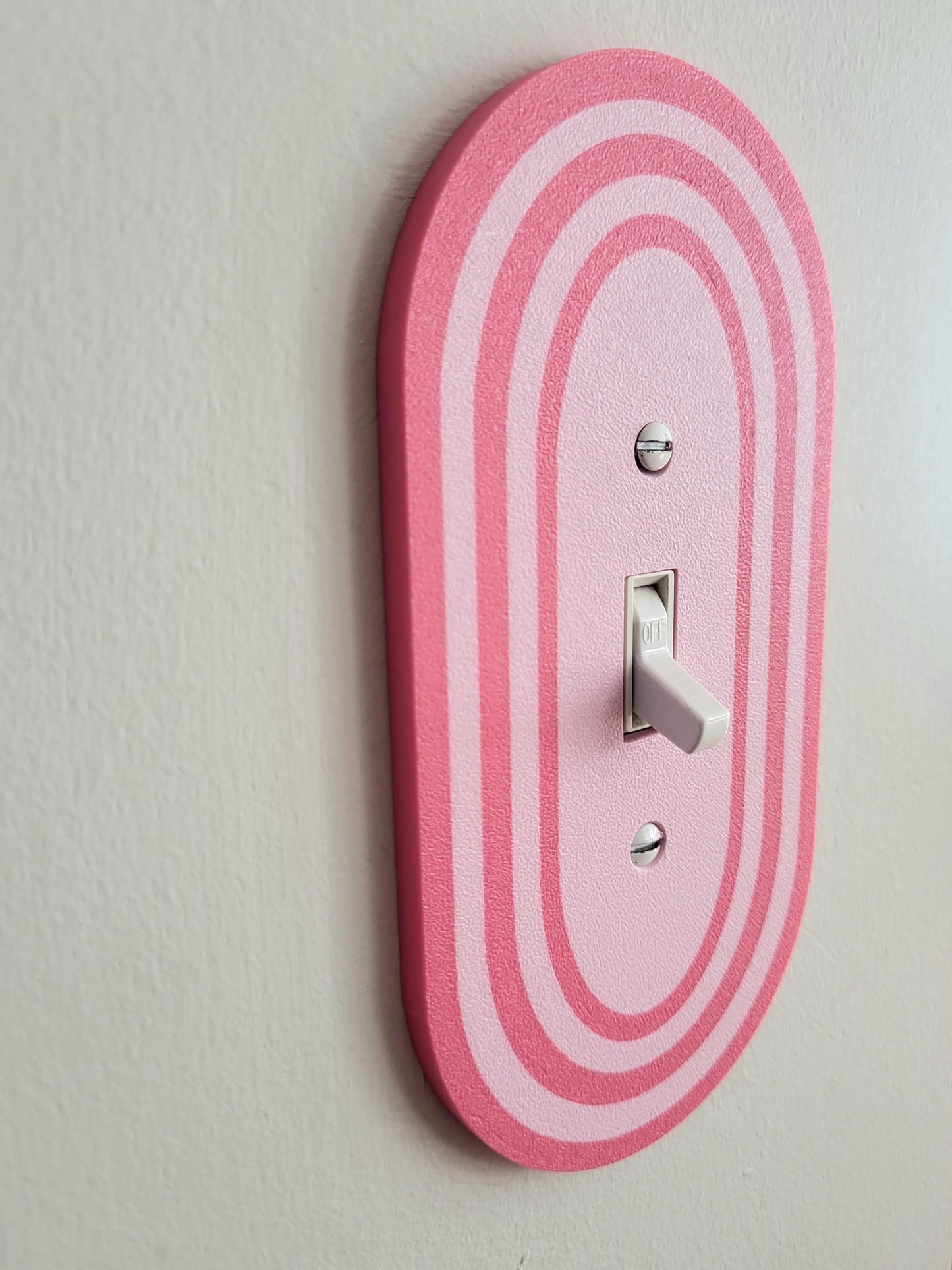 Oval Light Switch Cover With Stripes, Wall Plate Cover, Mid Century Modern, Unique Switch Plate Design, Decorative Wall Plate, Home Decor