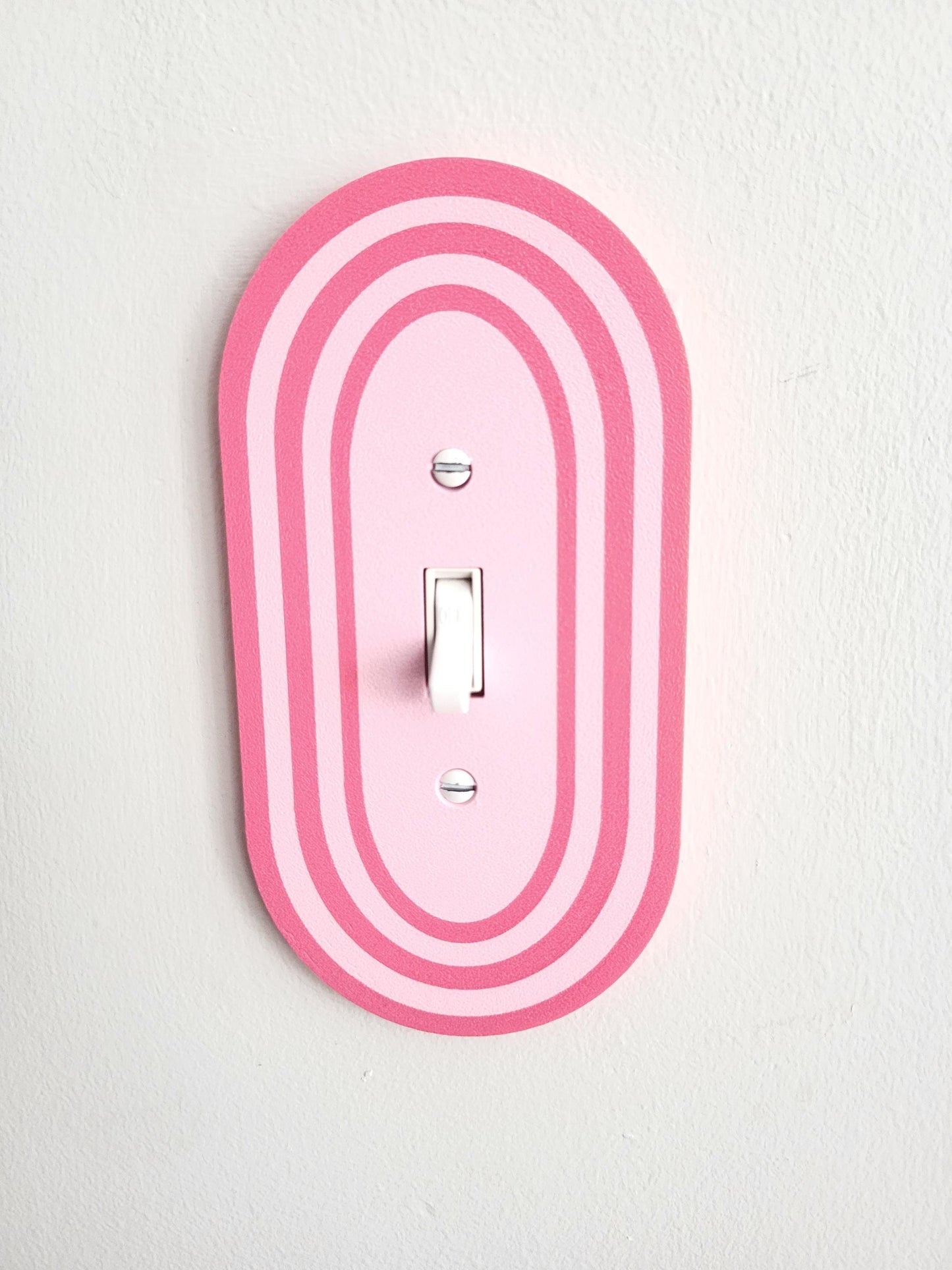 Oval Light Switch Cover With Stripes, Wall Plate Cover, Mid Century Modern, Unique Switch Plate Design, Decorative Wall Plate, Home Decor