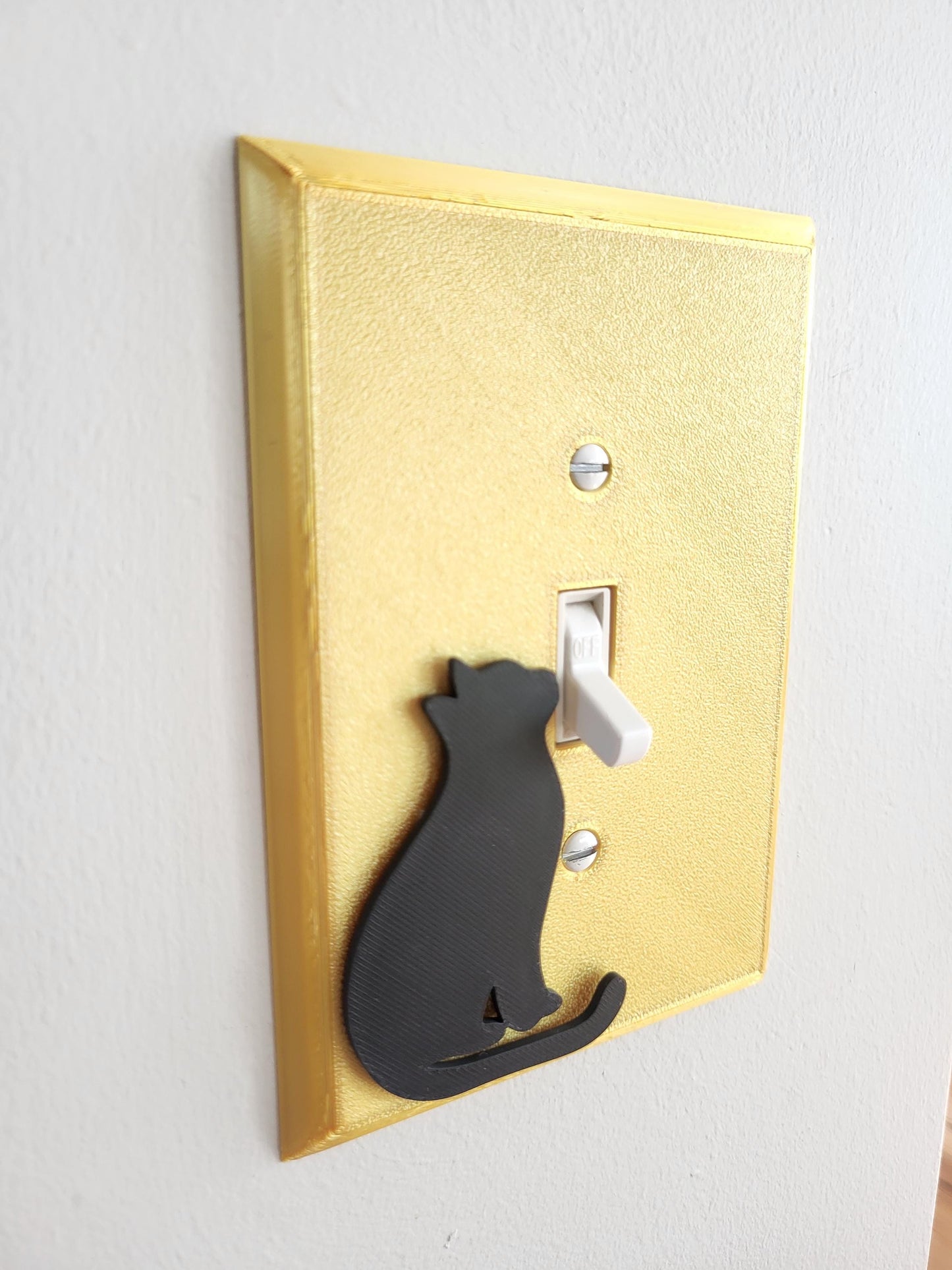 Golden Light Switch Cover With Cat Accent, Wall Plate Cover, Mid Century Modern, Unique Switch Plate Design, For Living Room, Home Decor