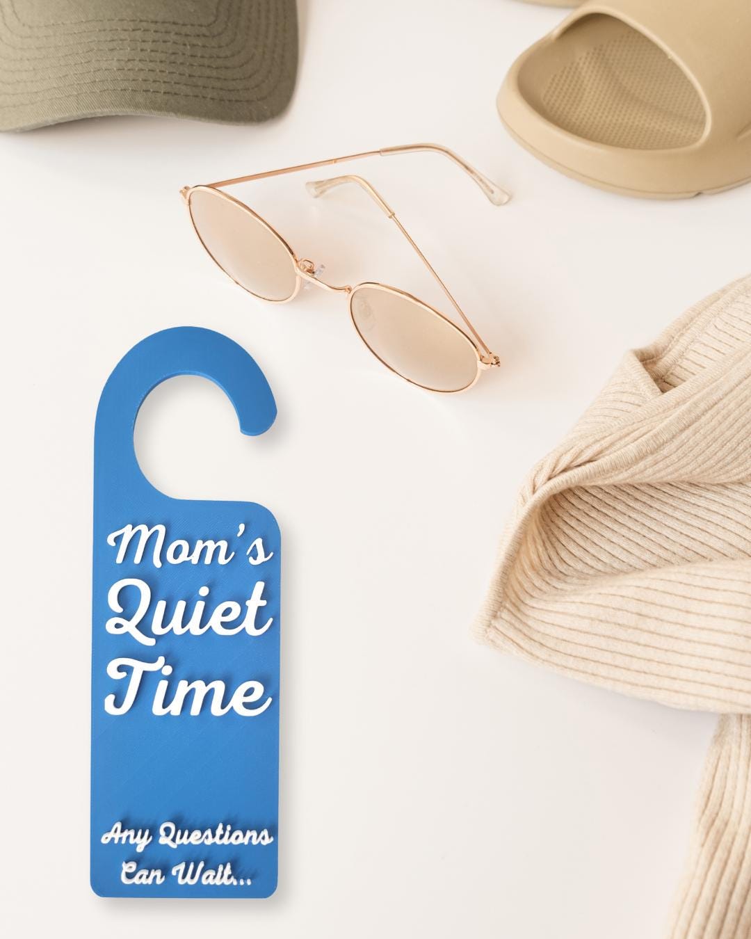 Mom's Quiet Time Any Questions Can Wait Door Hanger Do Not Disturb Sign, Door Sign, Privacy Signage, Door Handle Sign, Mother's Day Gift,
