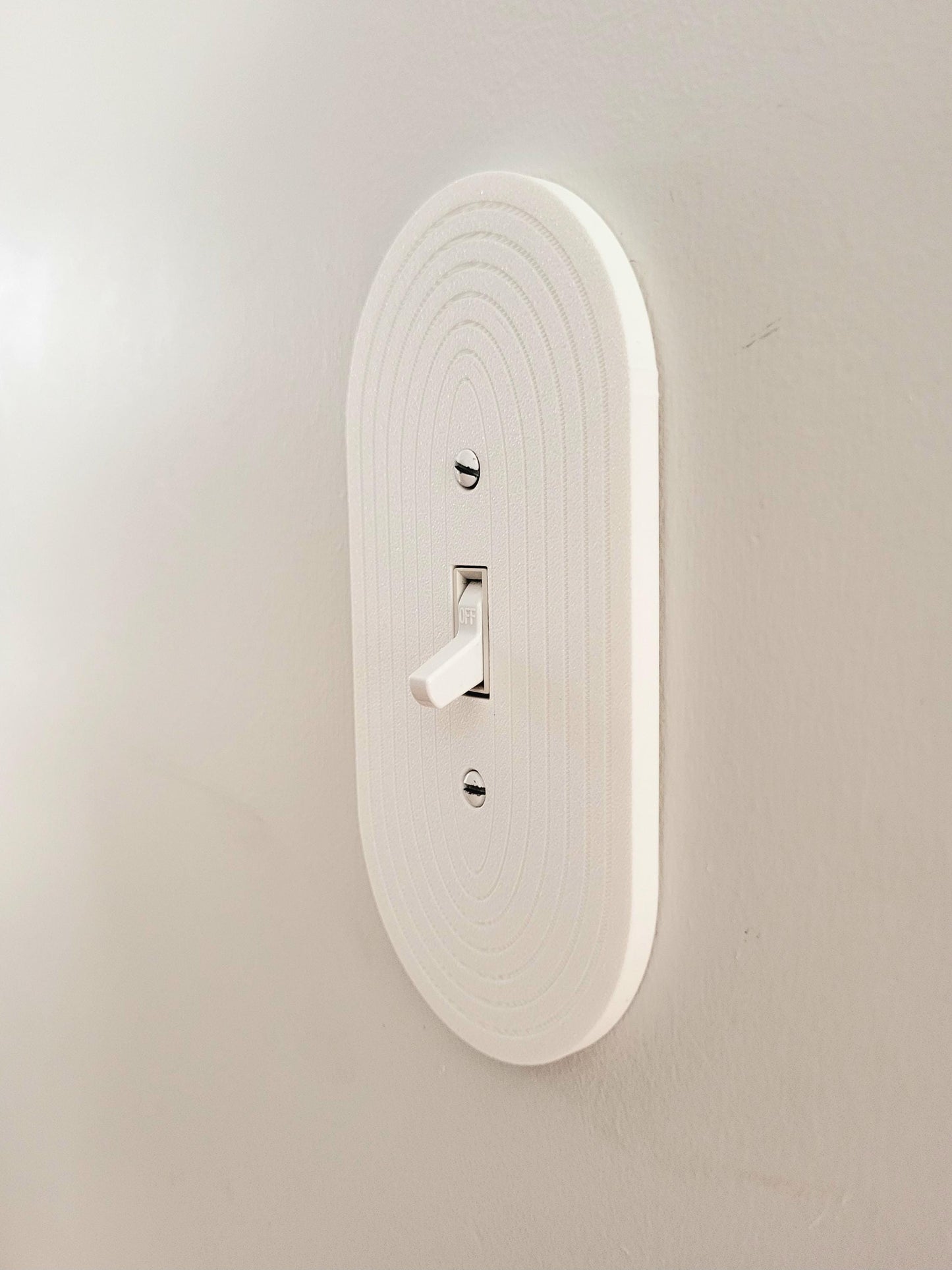 Oval Light Switch Cover With Delicate Stripes, Wall Plate Cover, Mid Century Modern, Unique Switch Plate Design, Decorative Wall Plate,