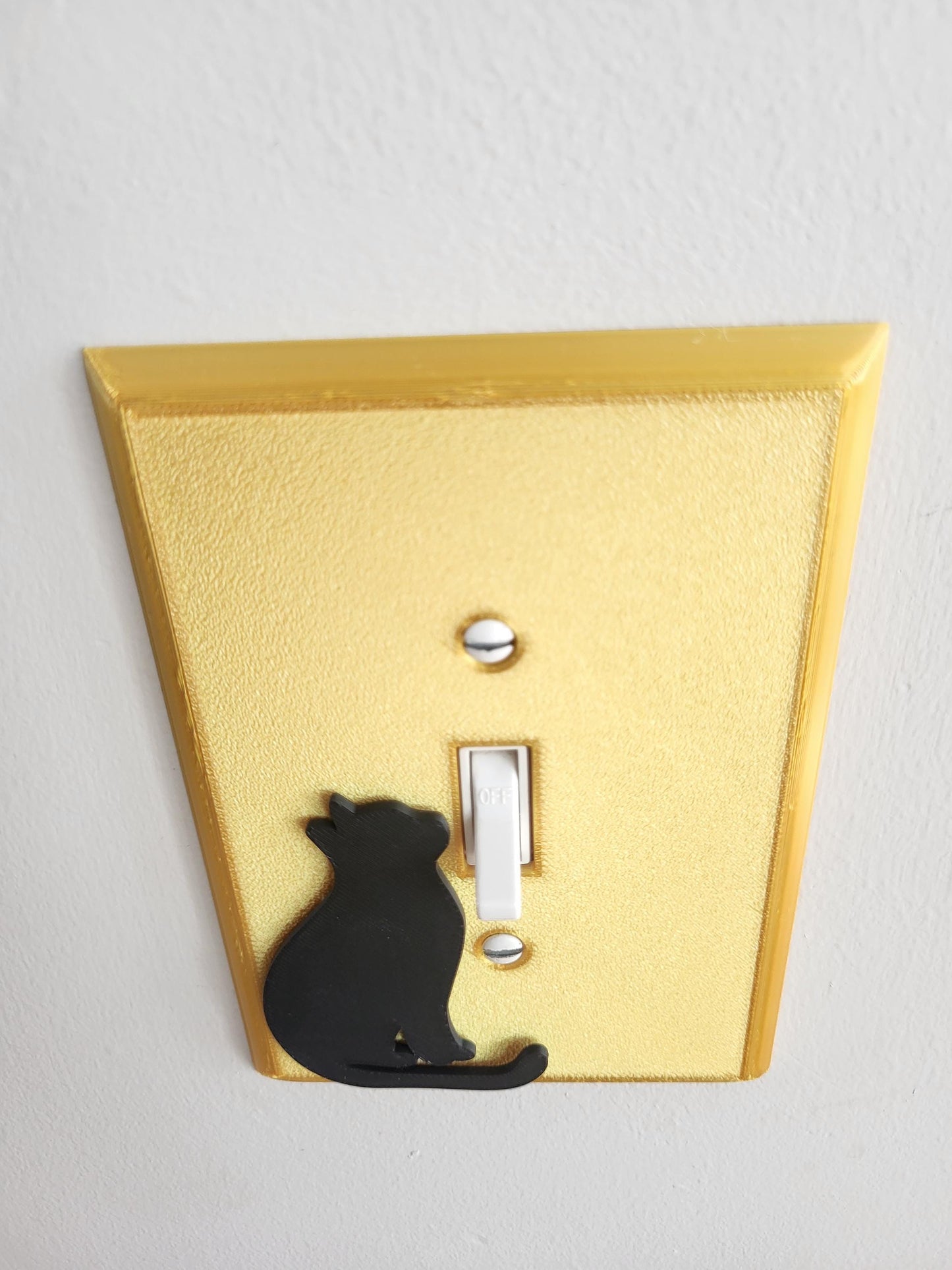 Golden Light Switch Cover With Cat Accent, Wall Plate Cover, Mid Century Modern, Unique Switch Plate Design, For Living Room, Home Decor