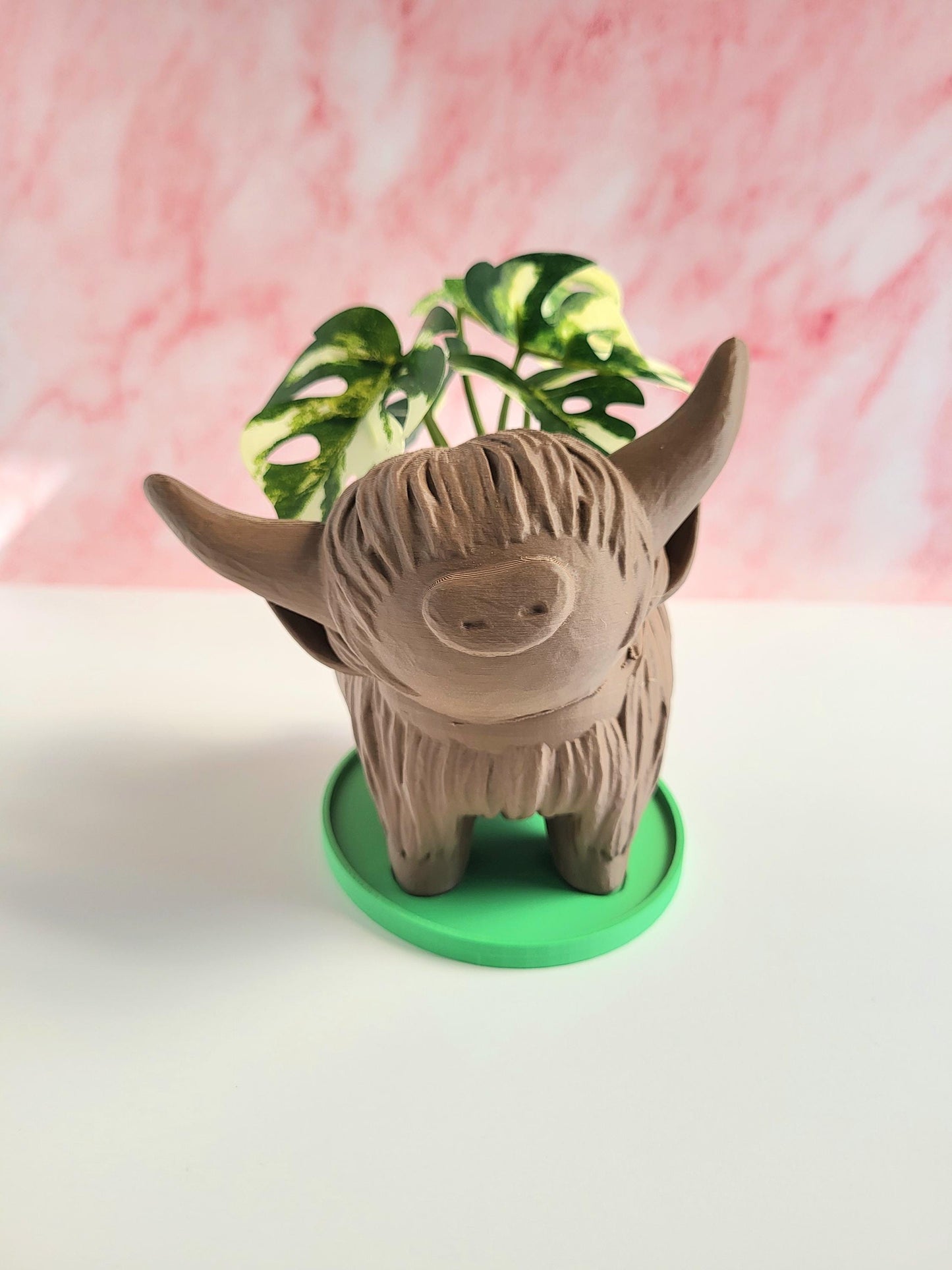 Cute Mini Animal Pot for Succulents & Cacti – Farmhouse Style Decor, Cow Planter, Highland Cow Planter