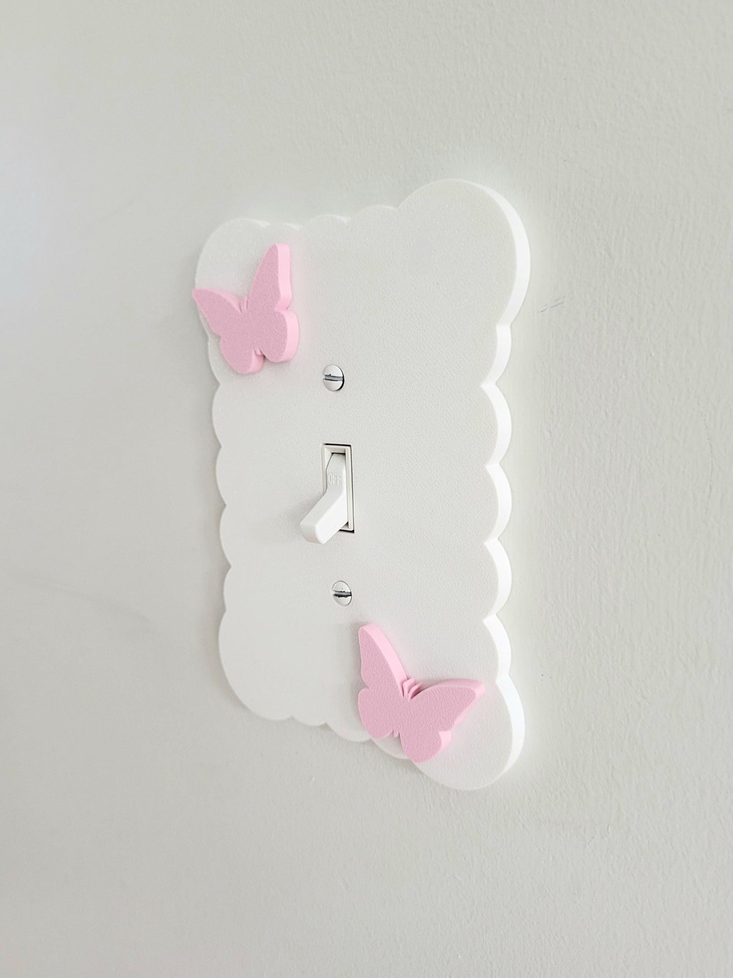 Cloudy Light Switch Cover With Butterflies, Scalloped Wall Plate, Unique Switch, For Kids Room, Wavy Switch Cover, Cloud Rocker Switch, Baby Shower Gift