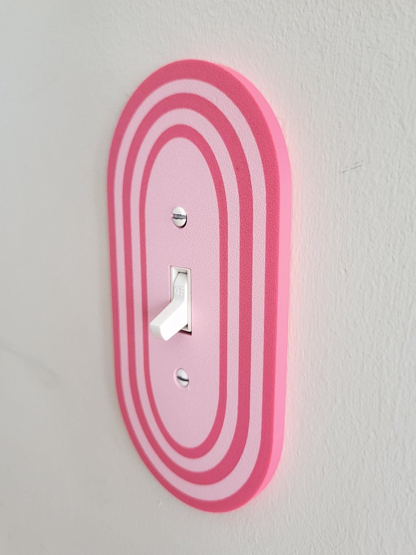 Oval Light Switch Cover With Stripes, Wall Plate Cover, Mid Century Modern, Unique Switch Plate Design, Decorative Wall Plate, Home Decor