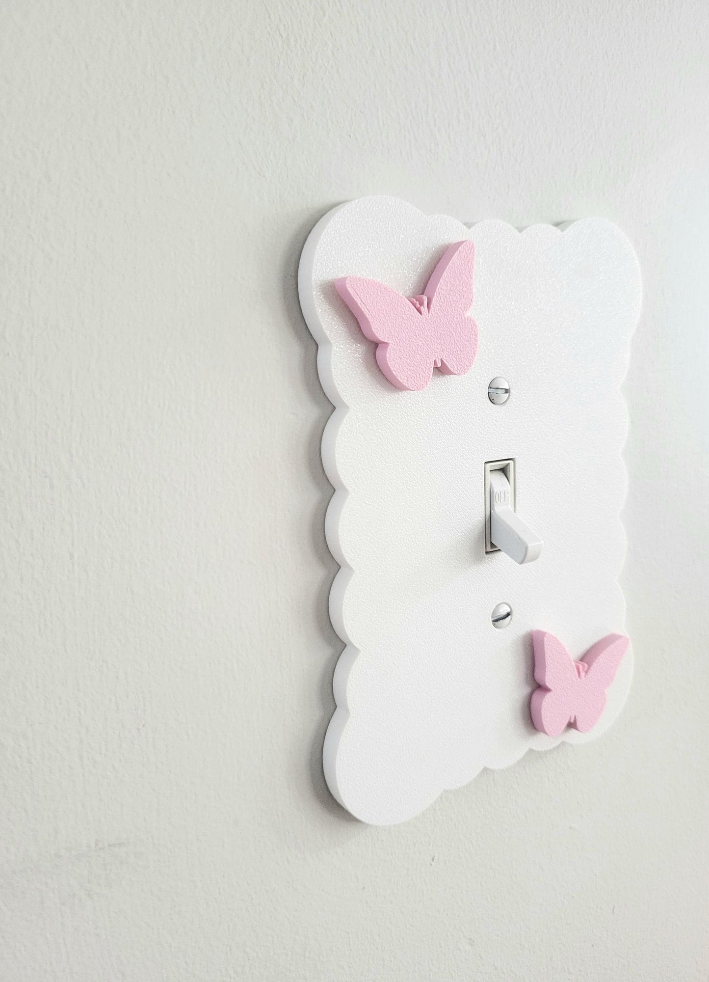 Cloudy Light Switch Cover With Butterflies, Scalloped Wall Plate, Unique Switch, For Kids Room, Wavy Switch Cover, Cloud Rocker Switch, Baby Shower Gift