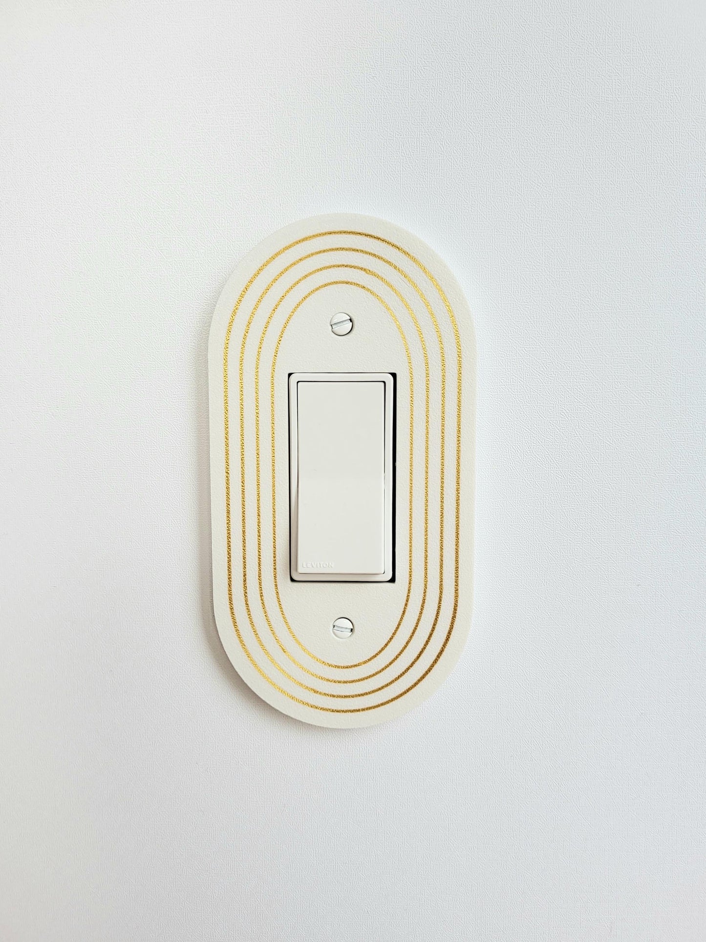 Oval Light Switch Cover With Delicate Color Stripes, Customizable Colors, Wall Plate Cover, Mid Century Modern, Unique Switch Plate Design,