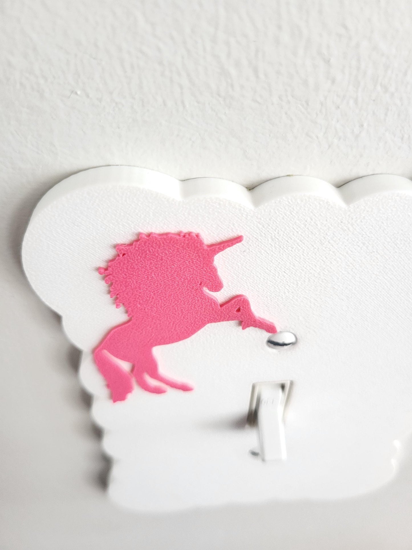 Light Switch Cover with Pink Unicorn, Scalloped Wall Plate, Unique Switch, For Kids Room, Home Decor, Baby Shower Gift,