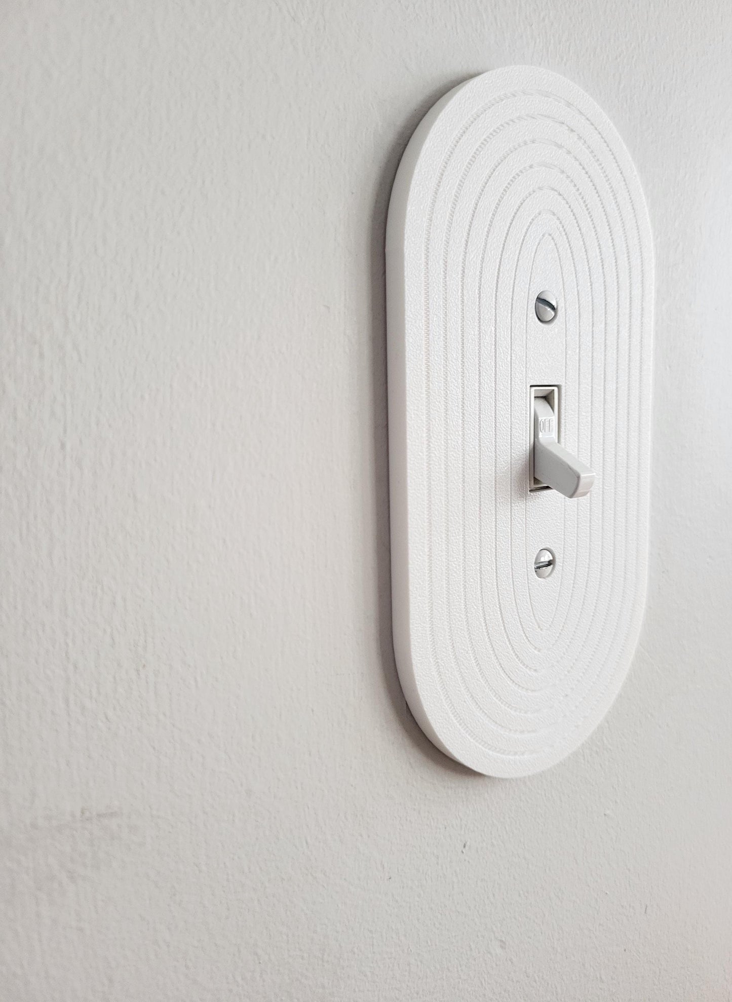 Oval Light Switch Cover With Delicate Stripes, Wall Plate Cover, Mid Century Modern, Unique Switch Plate Design, Decorative Wall Plate,