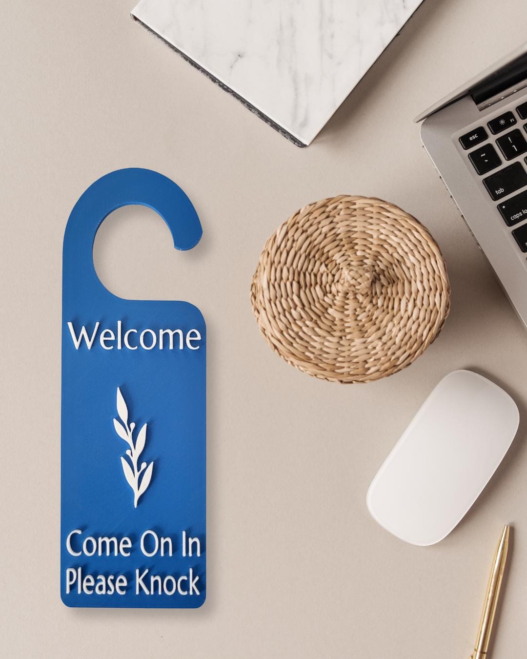 For Beauty Salons, Spas, Therapist, Do Not Disturb Sign, Office Door Hanger, Welcome, Come On In, Please Knock Door Knob Sign