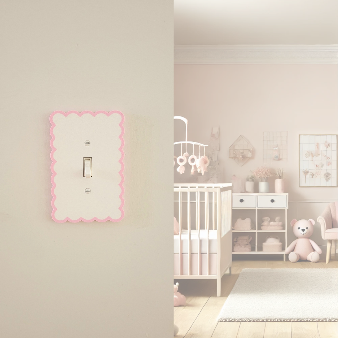 Two-Tone Pastel Scalloped Light Switch Cover