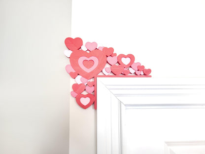 3 Colors Hearts Door Topper - Valentine’s Day Door Corner,  Valentine's Decor, Seasonal Decor, Valentines Day Themed Decor, Home Decor
