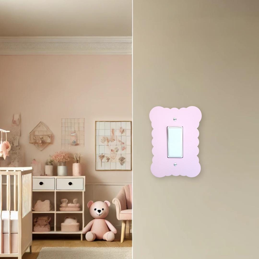 Cloudy Switch Cover, Wavy Wall Plate For Nursery, Unique Switch For Kids Room, Home Decor, Baby Shower Gift Idea, Pink Decor,