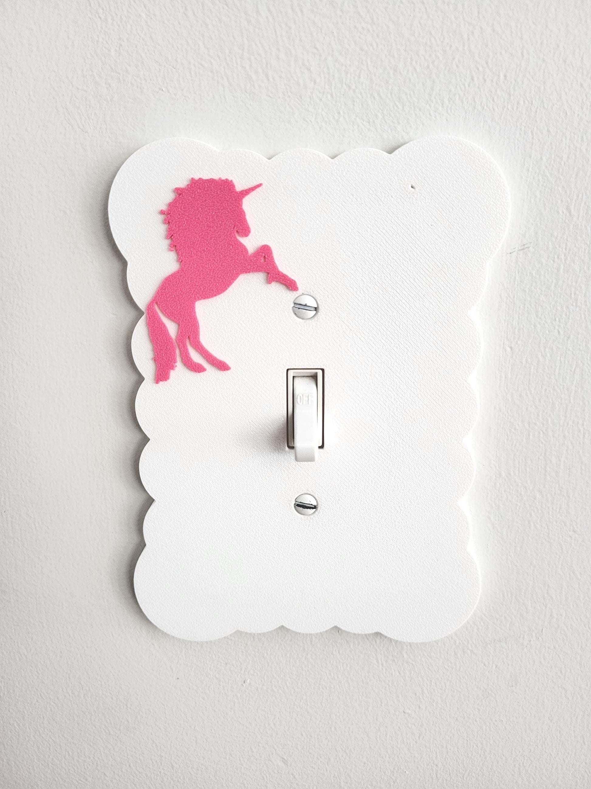 Light Switch Cover with Pink Unicorn, Scalloped Wall Plate, Unique Switch, For Kids Room, Home Decor, Baby Shower Gift,