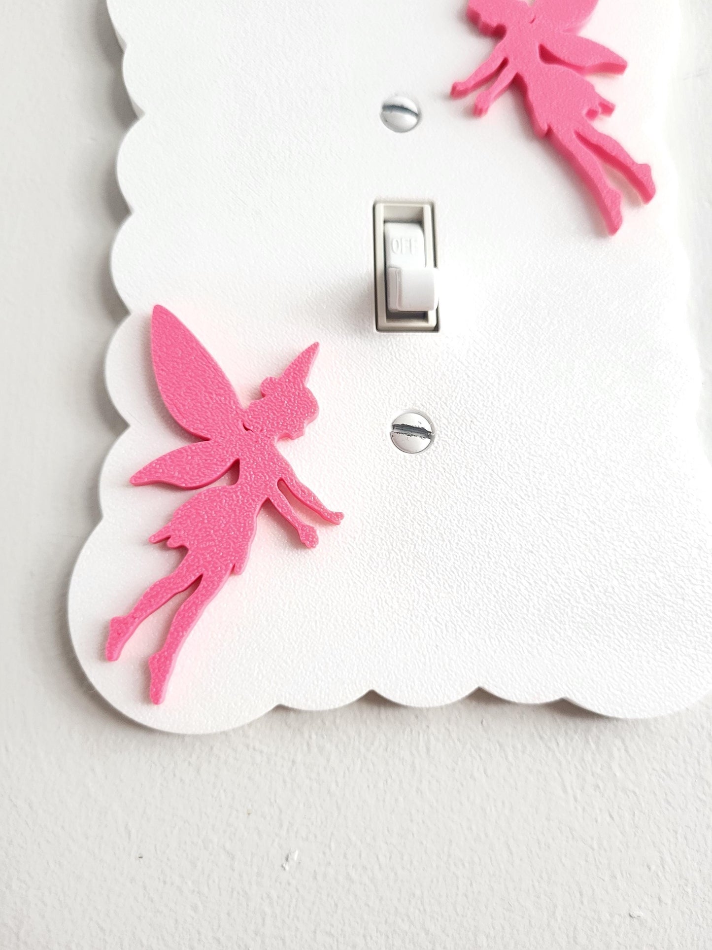 Wavy Light Switch Cover with Flying Fairies, Cloudy Light Switch, Scalloped Fairy Wall Plate, Unique Switch, For Kids Room, Baby Shower Gift