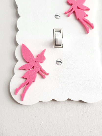Wavy Light Switch Cover with Flying Fairies, Cloudy Light Switch, Scalloped Fairy Wall Plate, Unique Switch, For Kids Room, Baby Shower Gift