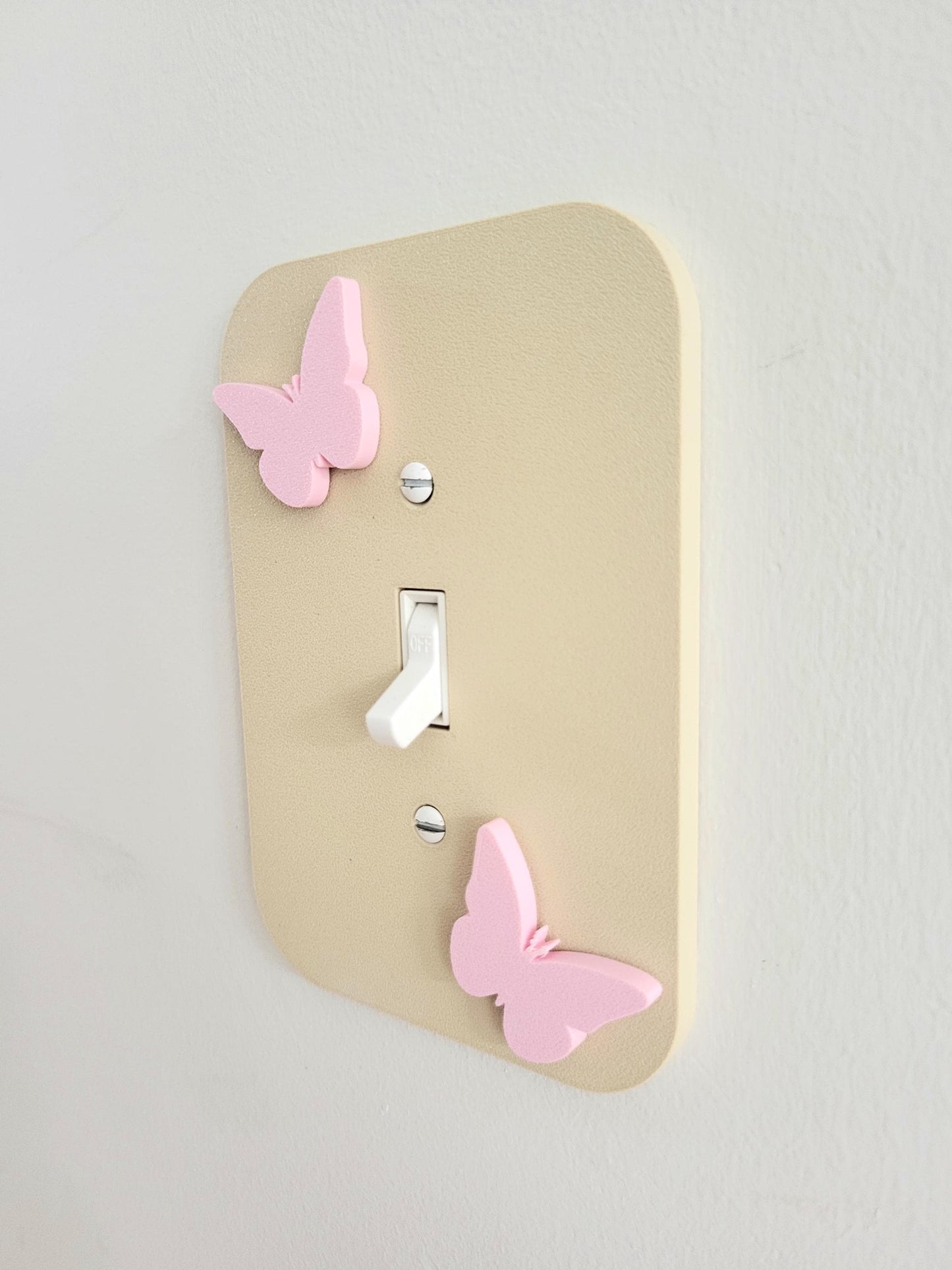 Light Switch Cover With Pink Butterflies, Wall Plate Cover, Mid Century Modern, Unique Switch Plate, Baby Shower Gift, Nursery Light Switch