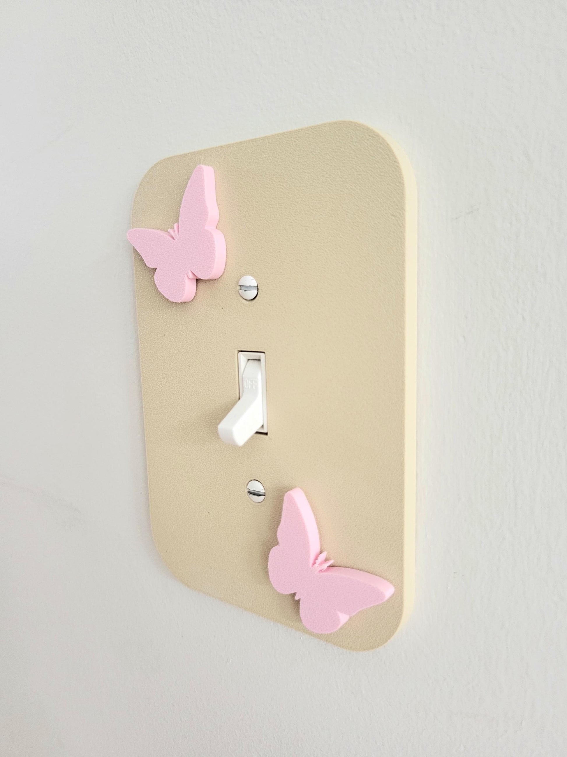 Light Switch Cover With Pink Butterflies, Wall Plate Cover, Mid Century Modern, Unique Switch Plate, Baby Shower Gift, Nursery Light Switch
