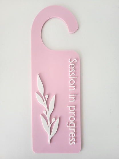 therapist door sign, salon sign, salon accessories, privacy sign, office door hanger, lash tech artist, in session sign, in session door sign, door sign, door hanger, door handle sign, do not disturb, beauty room decor, session in progress door knob sign
