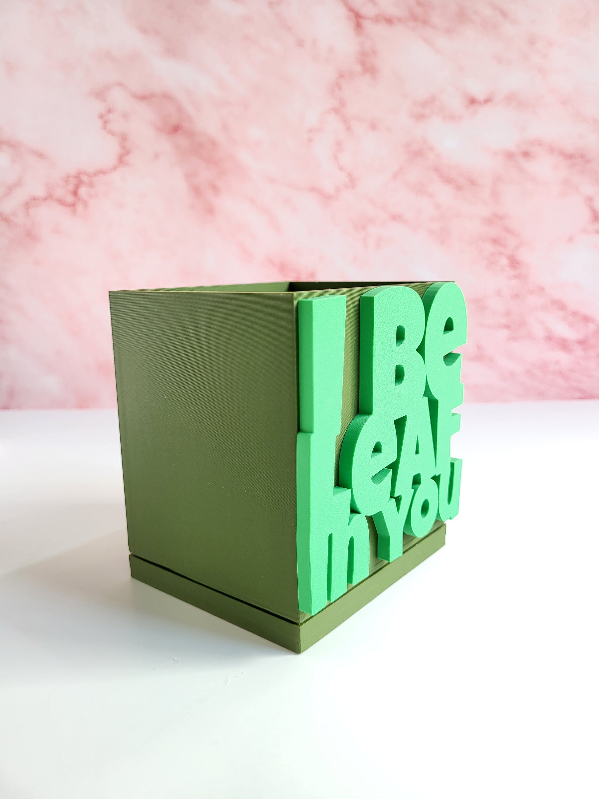 funny planter
pun plant pot
motivational gift
desk decor
gift for plant lovers
succulent planter
cute planter
plant pun gift
funny gift idea
eco-friendly planter
I be leaf in you
positive message planter
3D printed planter
houseplant gift
office plant pot