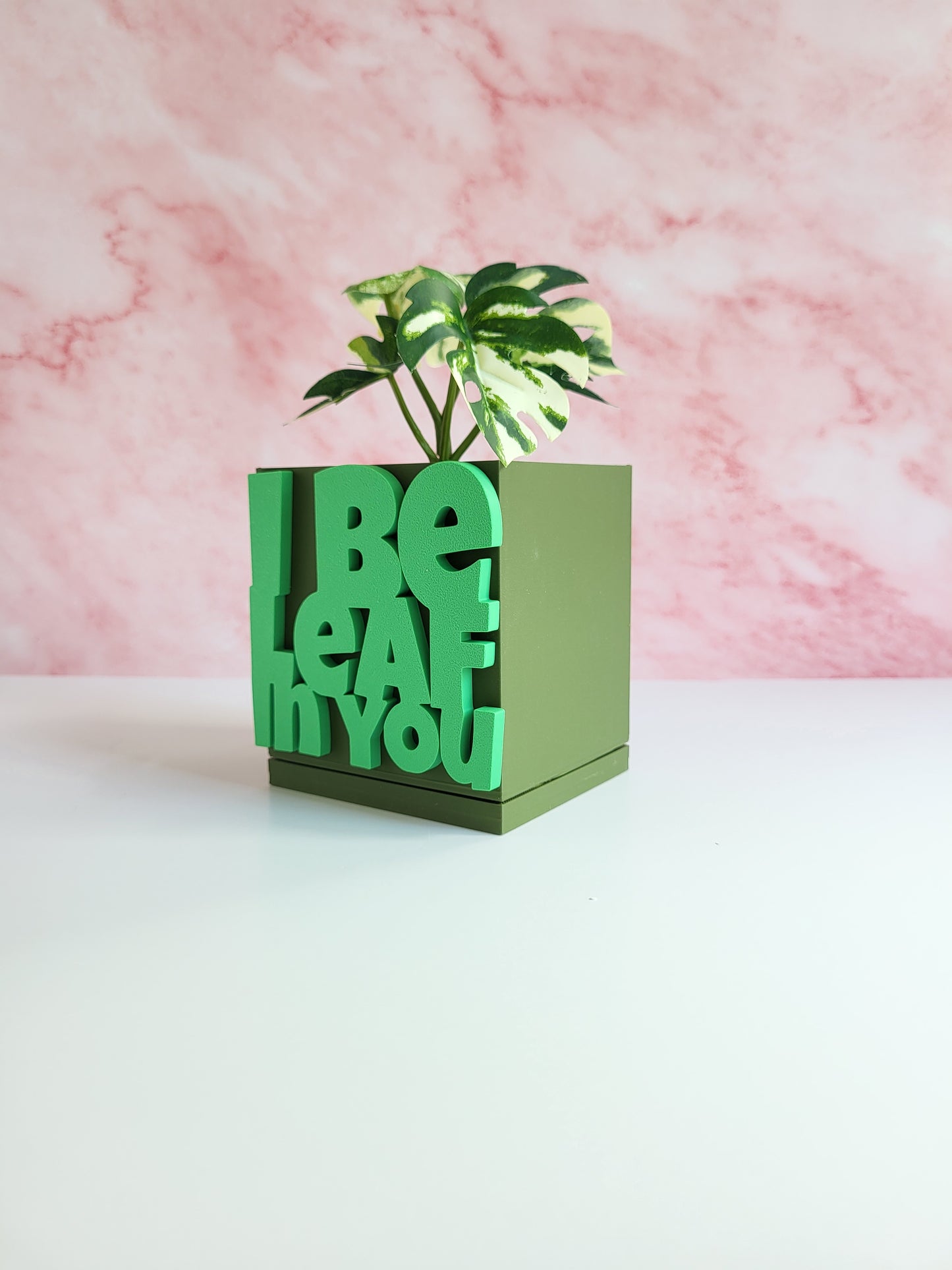 funny planter
pun plant pot
motivational gift
desk decor
gift for plant lovers
succulent planter
cute planter
plant pun gift
funny gift idea
eco-friendly planter
I be leaf in you
positive message planter
3D printed planter
houseplant gift
office plant pot