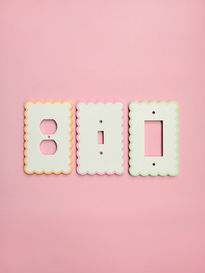 Two-Tone Pastel Scalloped Light Switch Cover