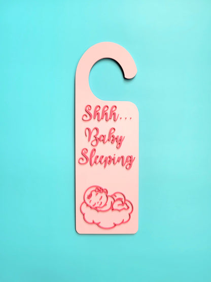 Shhh Baby Sleeping Door Sign (Baby Girl)