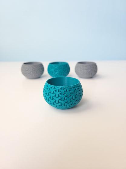 Set of 4 Round Patterned Votive LED Tea Light Candle Holder