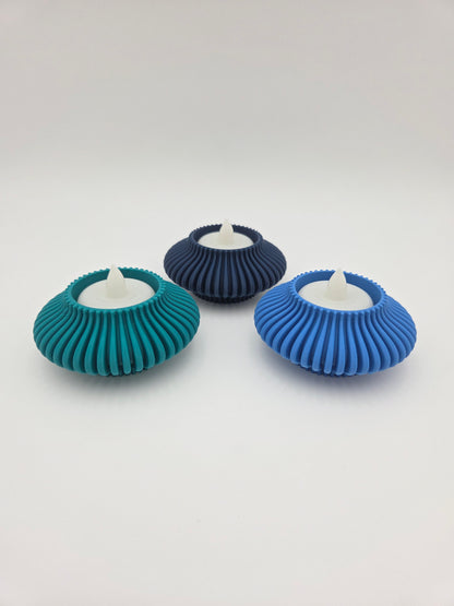 Set of 3 Modern Ribbed Tea Light Candle Holder