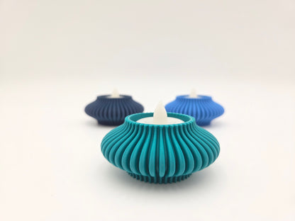 Set of 3 Modern Ribbed Tea Light Candle Holder