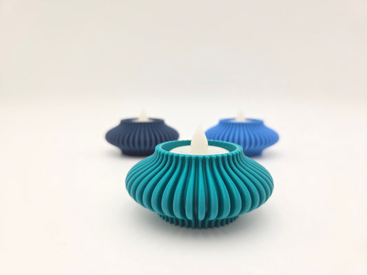 Set of 3 Modern Ribbed Tea Light Candle Holder