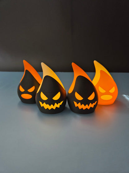 Set of 4 Halloween Devil Flame LED Tea Light Candle Holders
