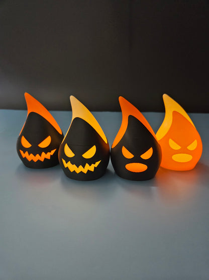 Set of 4 Halloween Devil Flame LED Tea Light Candle Holders
