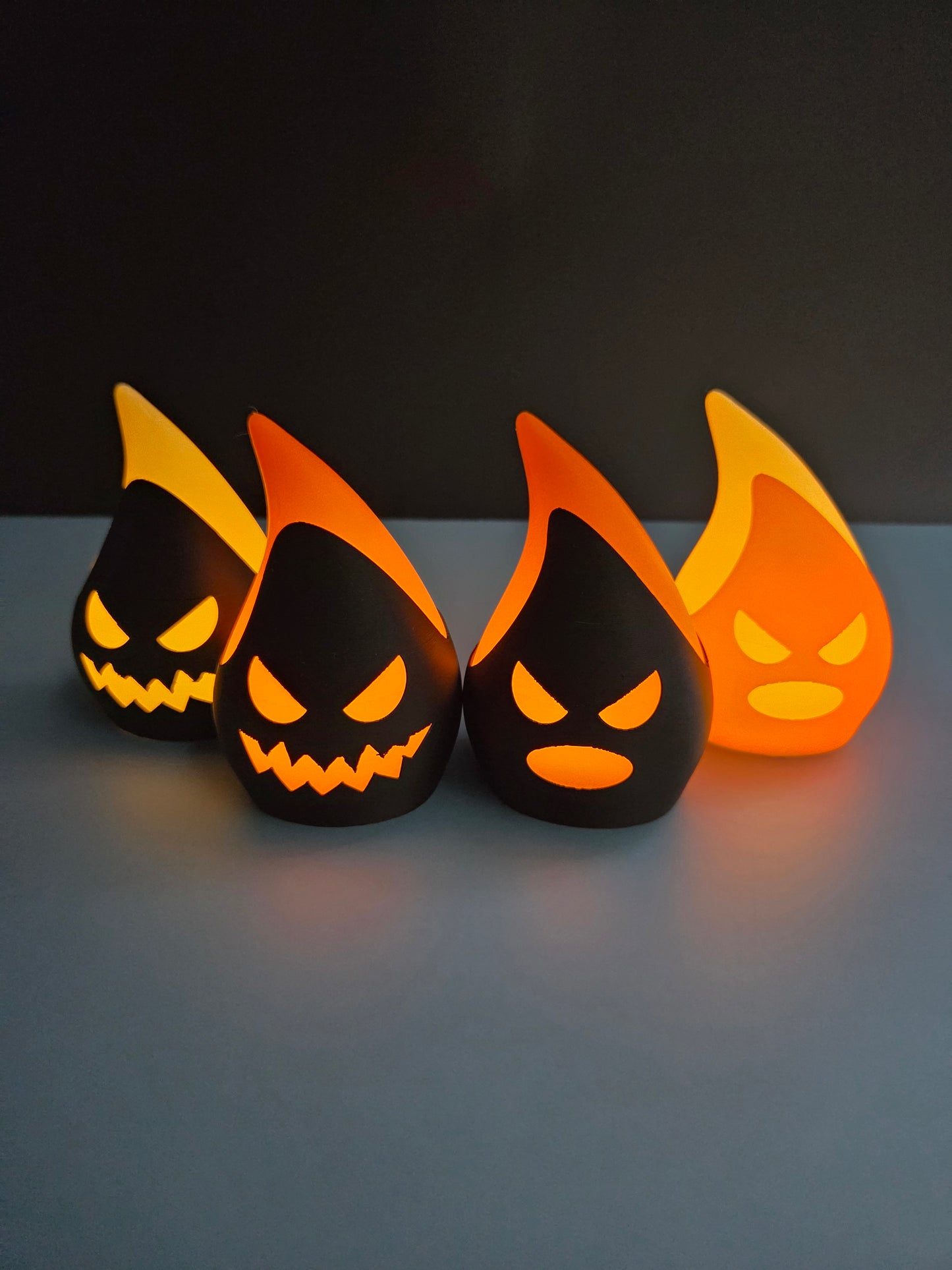 Set of 4 Halloween Devil Flame LED Tea Light Candle Holders