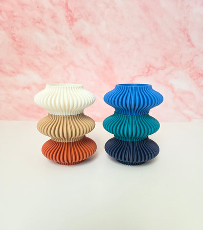 Set of 3 Modern Ribbed Tea Light Candle Holder