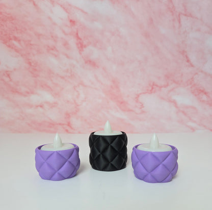 Set of 3 Quilted Pillow Style LED Tea Light Holders