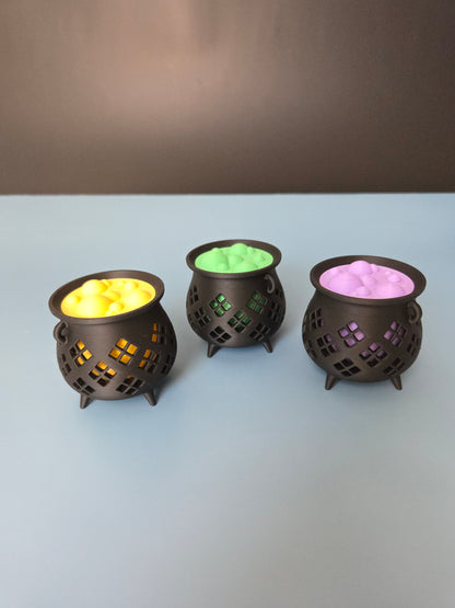 Set of 3 Halloween Cauldron LED Tea Light Holders