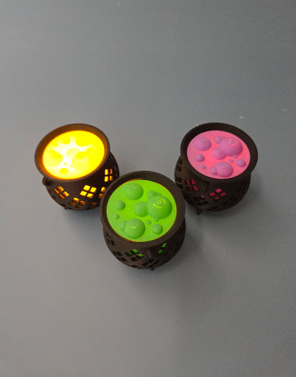 Set of 3 Halloween Cauldron LED Tea Light Holders