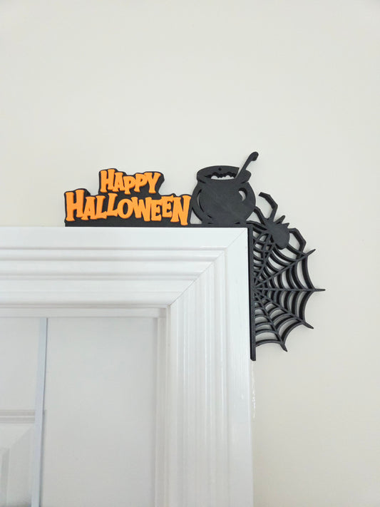 Halloween Door Corner Sign: Spider Web Cauldron