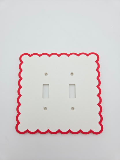 OUTLET: Double toggle two toned scalloped light switch cover (RED)