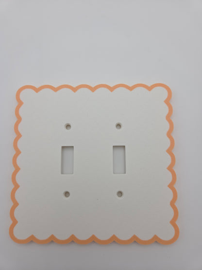 OUTLET: Double toggle two toned scalloped light switch cover (ORANGE)